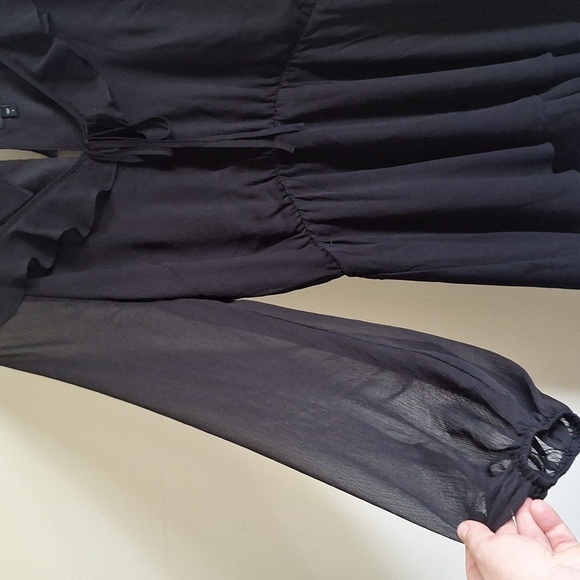 Express Ruffle Tie V-Neck Long Sleeve Romper Size Large - Picture 12 of 14